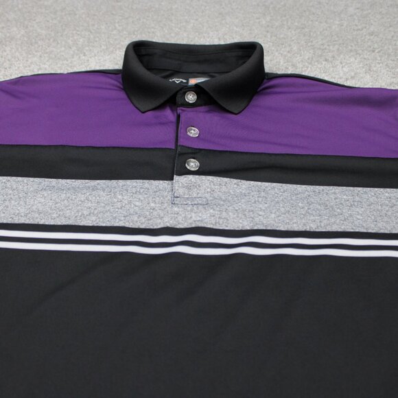 Callaway Opti-Dri Polo Shirt Mens Large Black/Purple Golf Polyester S/S Pullover - Picture 4 of 12